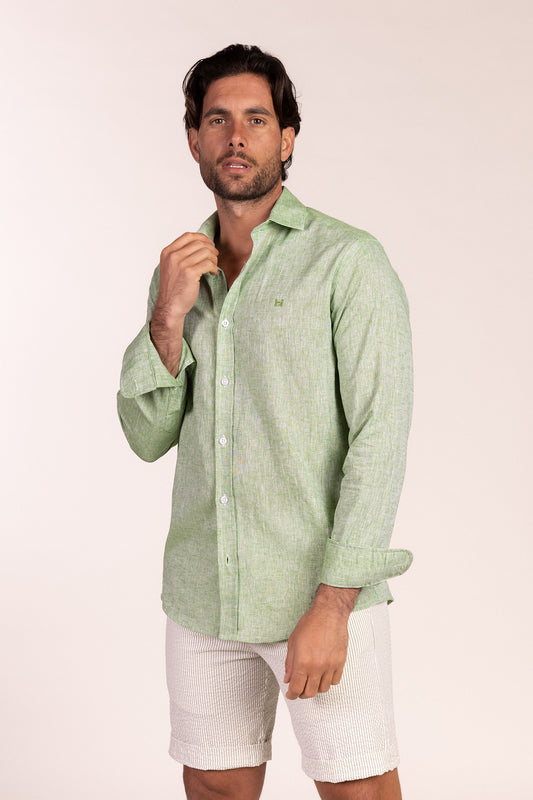 Camisa Lino Verde Manzana | Ibiza