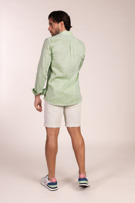 Camisa Lino Verde Manzana | Ibiza