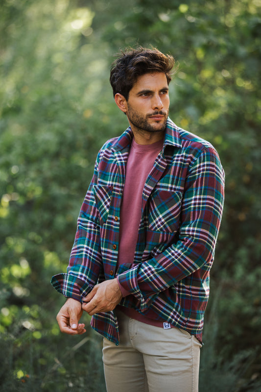 Sobrecamisa Franela Burdeos Verde