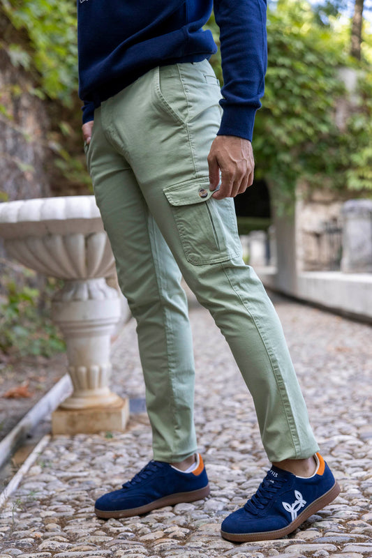 Pantalón Cargo Cintura Elástica Verde Kaki