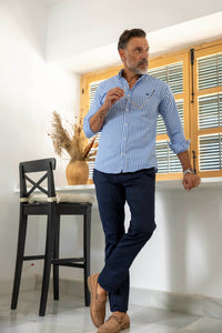 Camisa Oxford Cuadro Vichy Azul Cielo | Ferrol