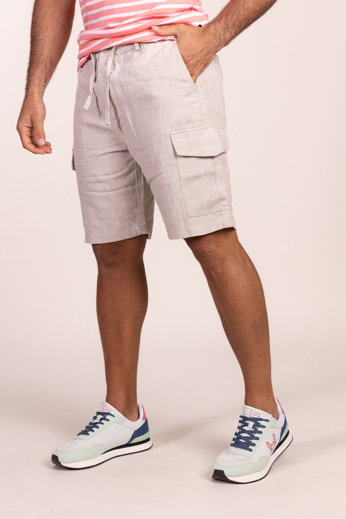 Bermuda Lino Cargo Beige