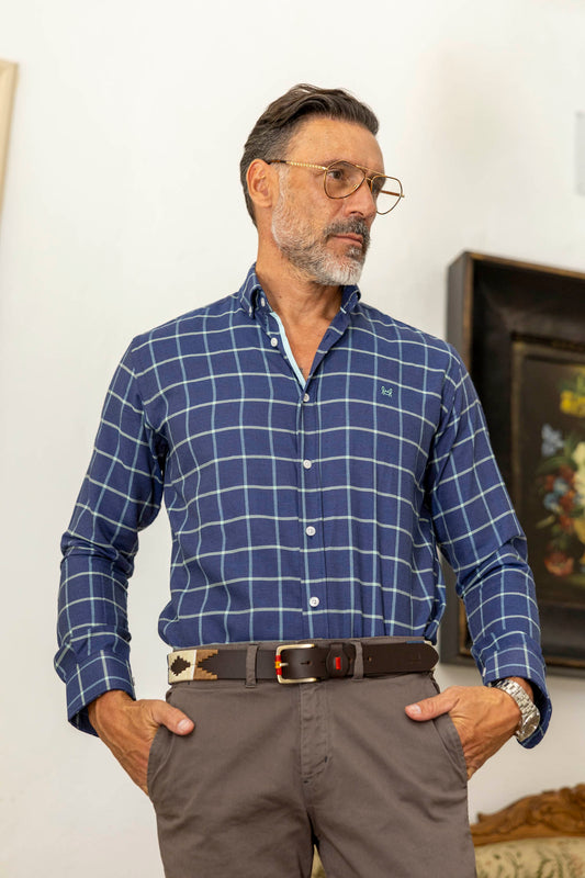 Camisa Cuadro Marino Verde | Italia