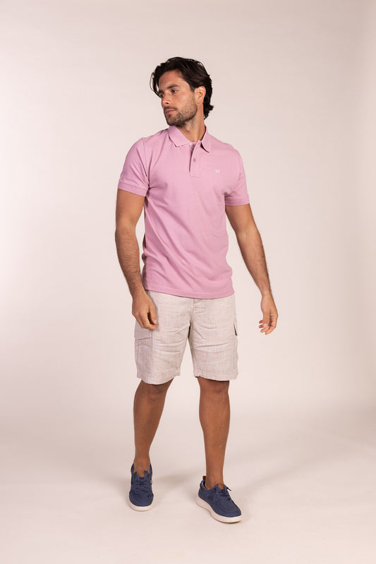 Polo Básico Manga Corta Malva