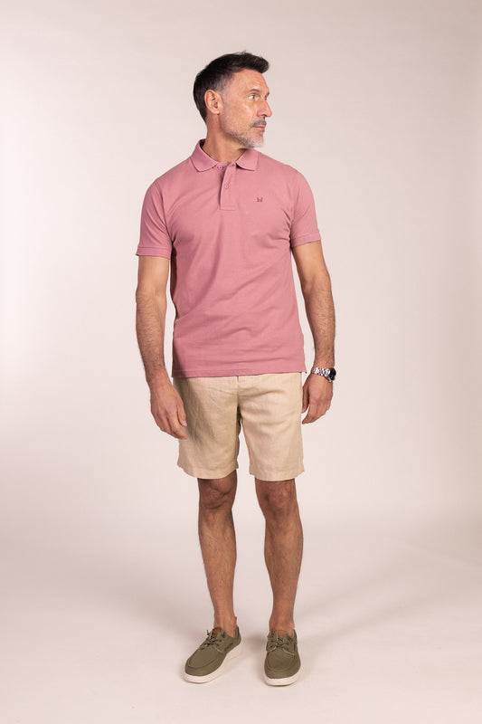 Polo Básico Manga Corta Rosa Pastel