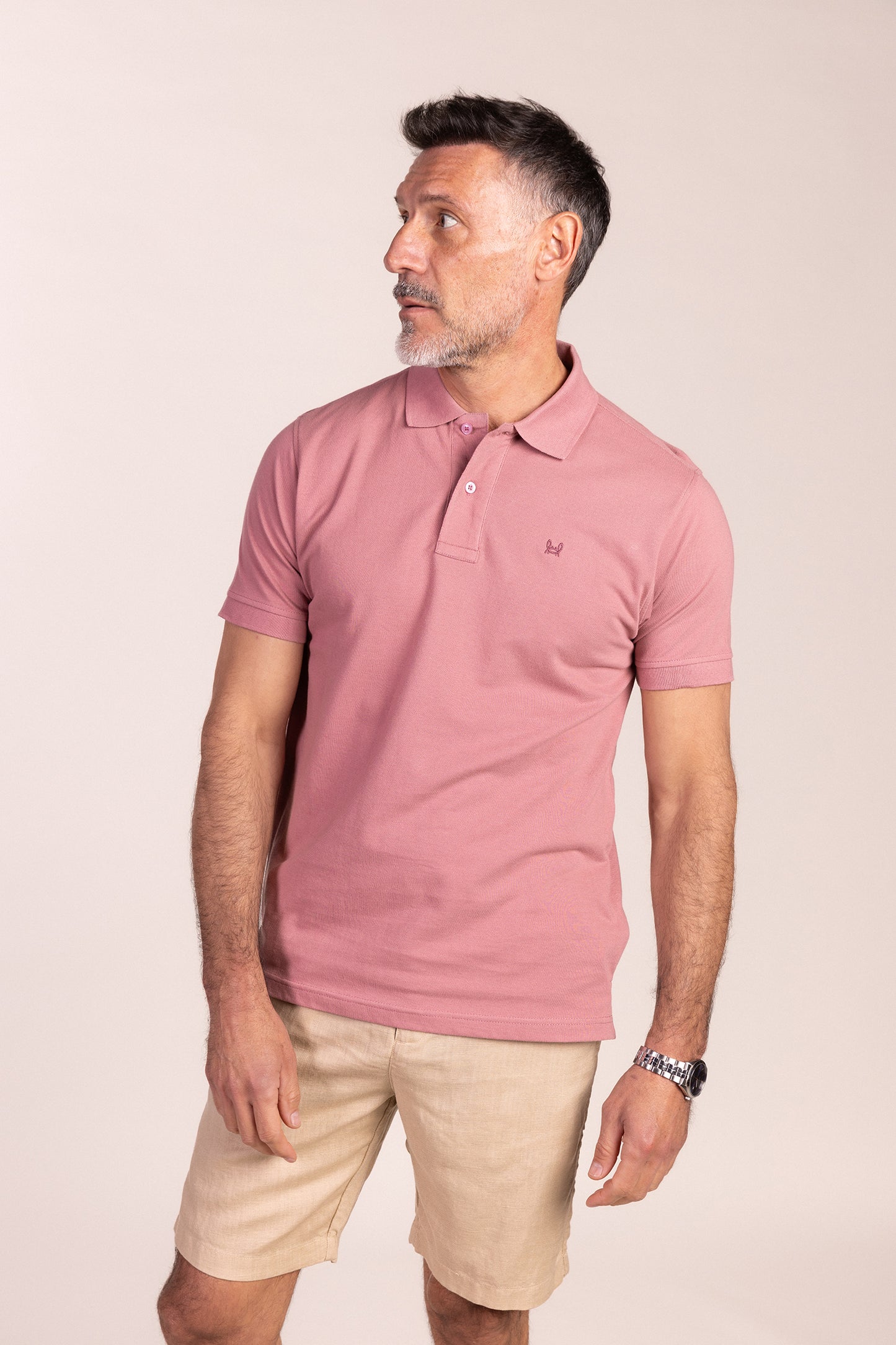 Polo Básico Manga Corta Rosa Pastel