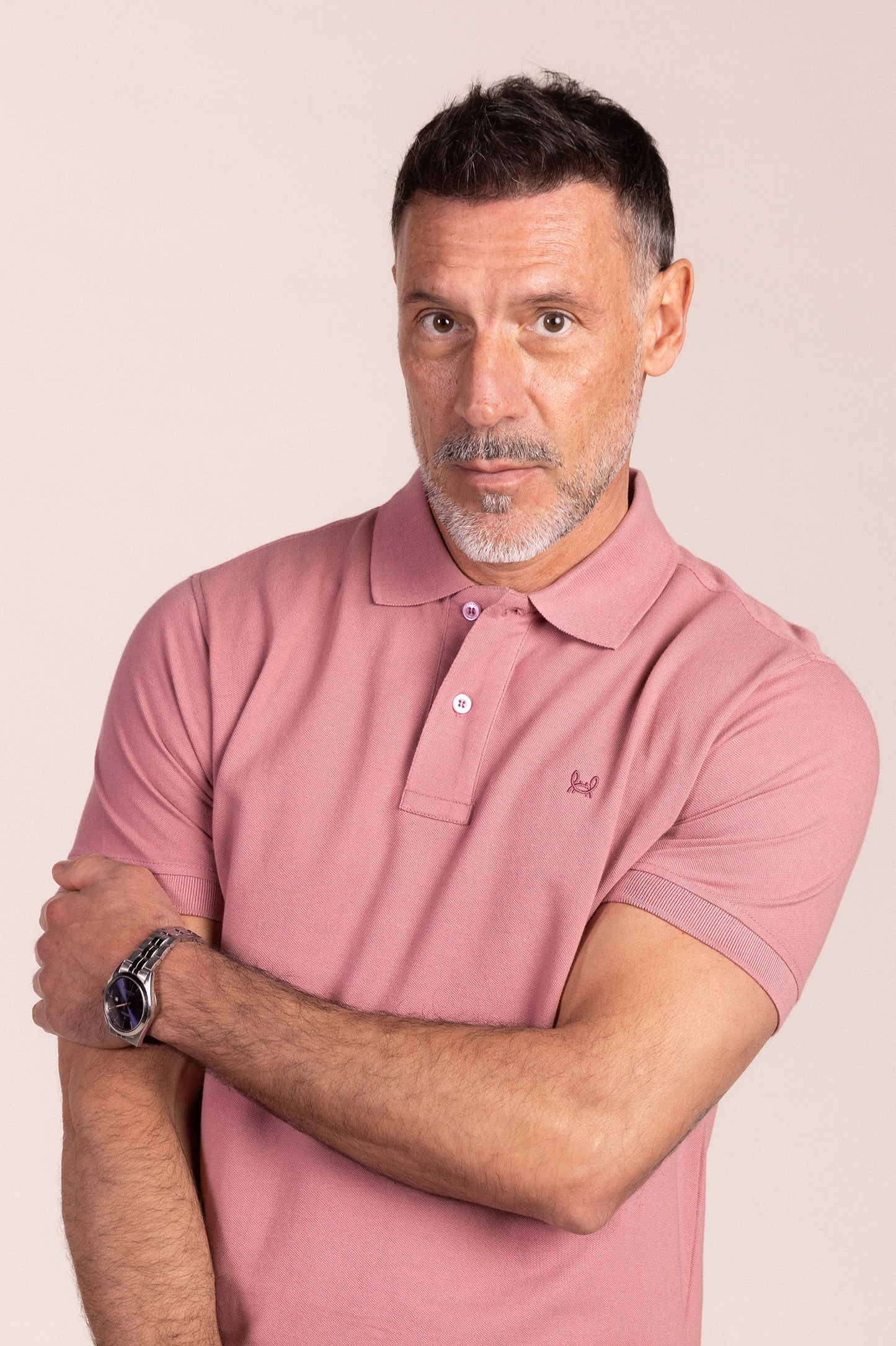 Polo Básico Manga Corta Rosa Pastel