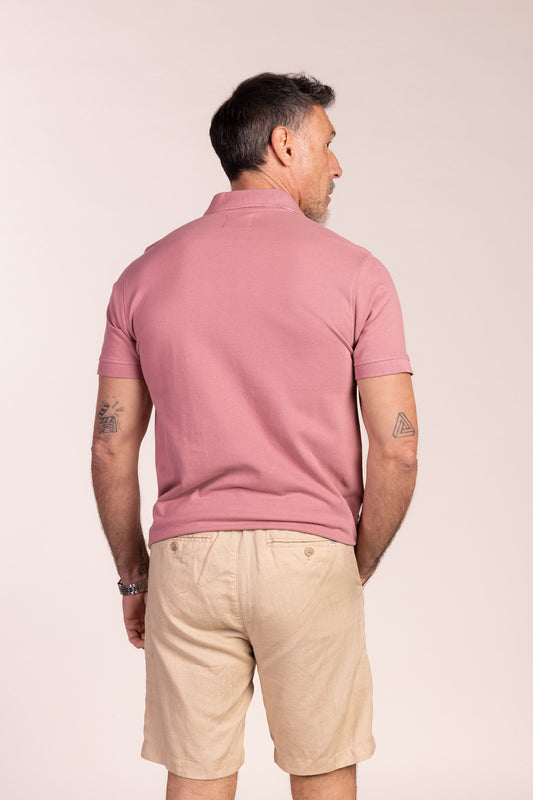 Polo Básico Manga Corta Rosa Pastel