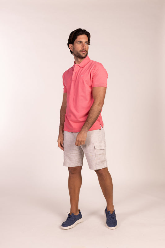 Polo Básico Manga Corta Rosa Francés