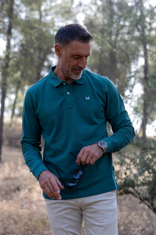 Polo Básico Manga Larga  |  Verde Oscuro