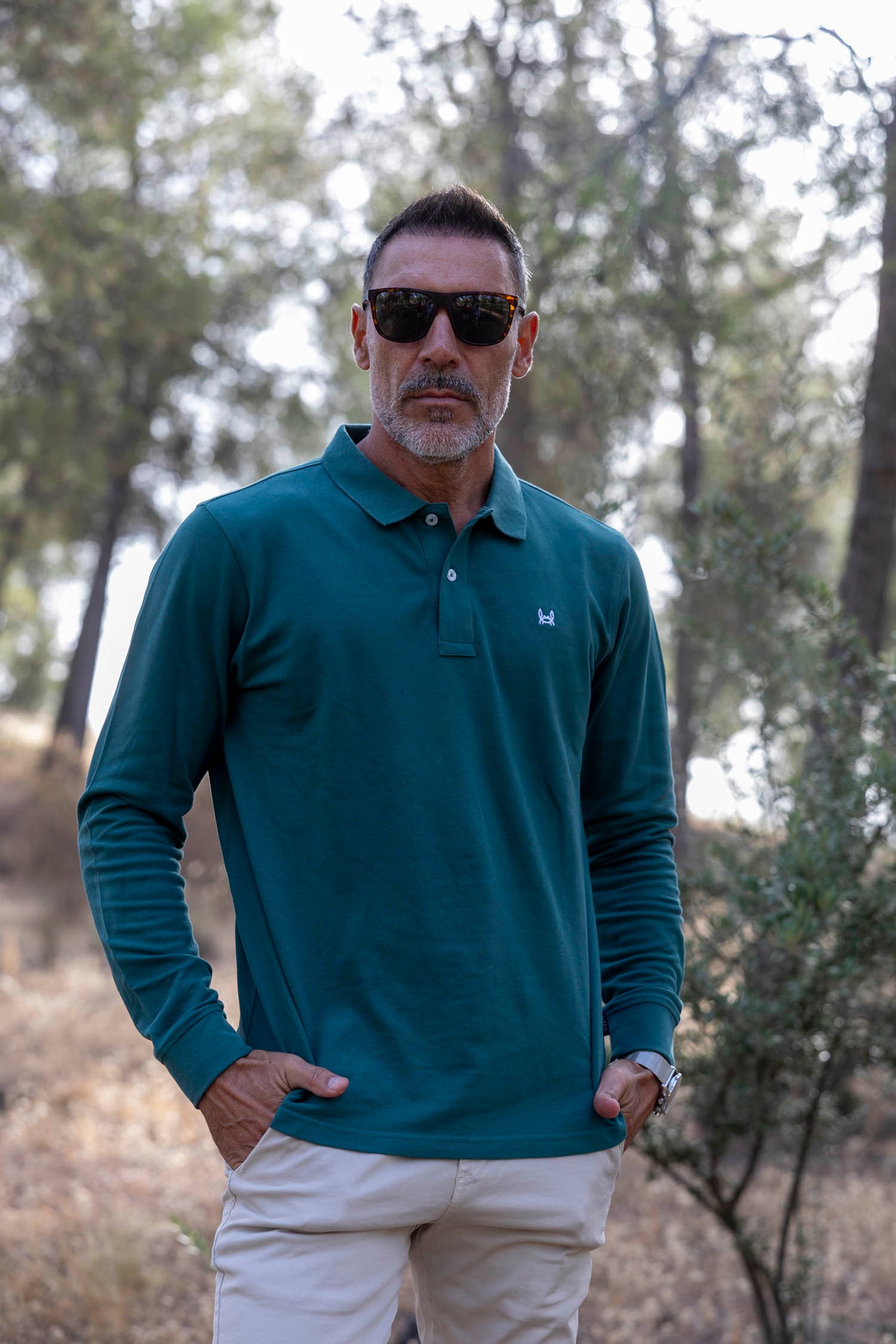 Polo Básico Manga Larga  |  Verde Oscuro