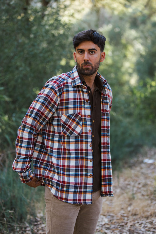 Sobrecamisa Franela Rojo Naranja