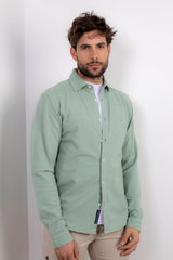 Camisa Piqué Lavada Verde Slim Fit