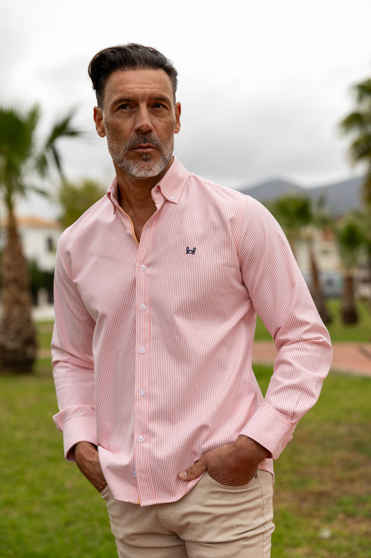 Camisa Rayas Oxford Naranja | Córdoba