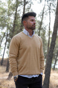 Jersey Básico Cuello Pico Camel