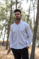 Camisa Rayas Oxford Beige | Málaga