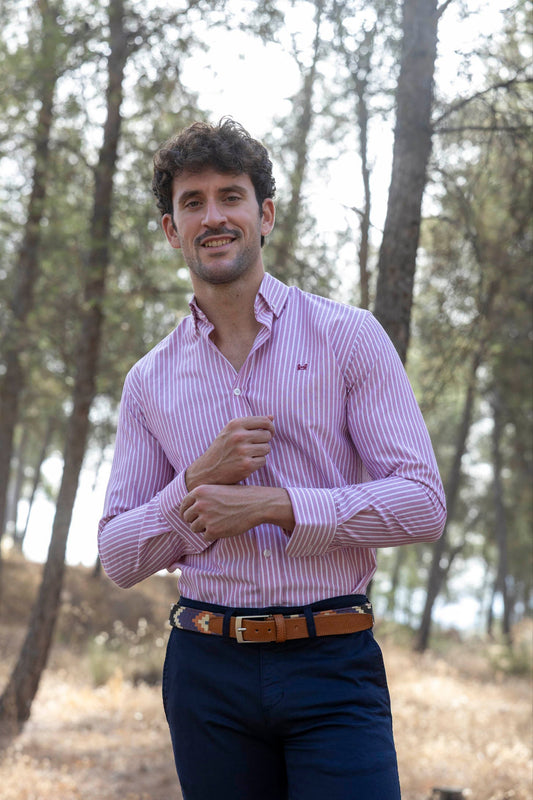 Camisa Rayas Oxford Granate | Sevilla