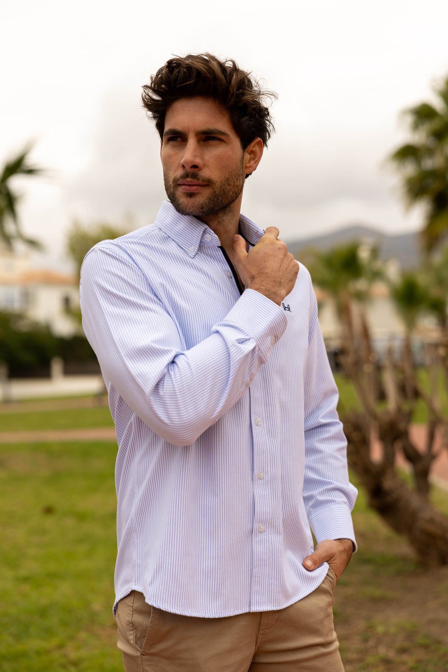 Camisa Rayas Oxford Celeste | Córdoba