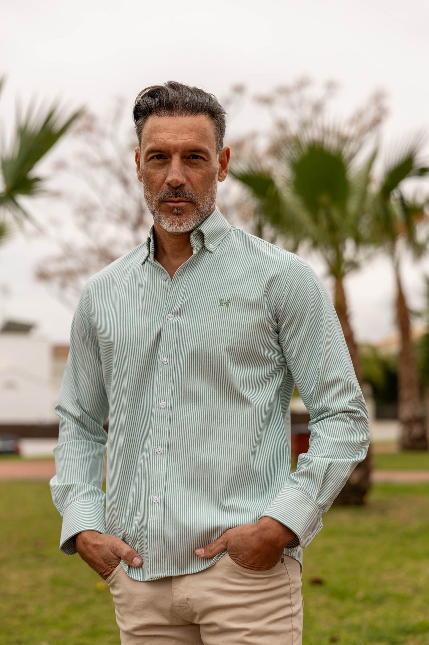 Camisa Rayas Oxford Verde | Córdoba