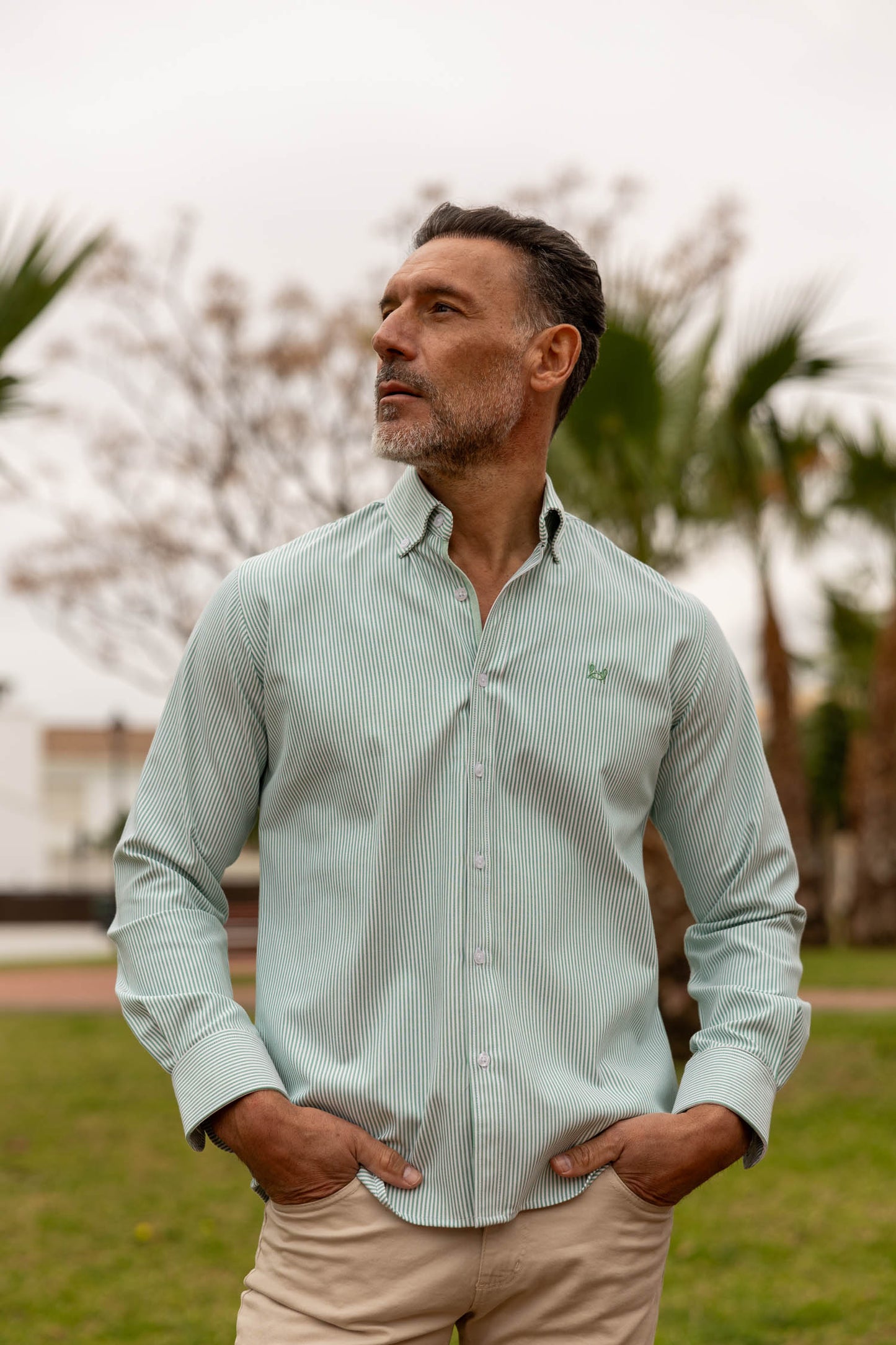 Camisa Rayas Oxford Verde | Córdoba