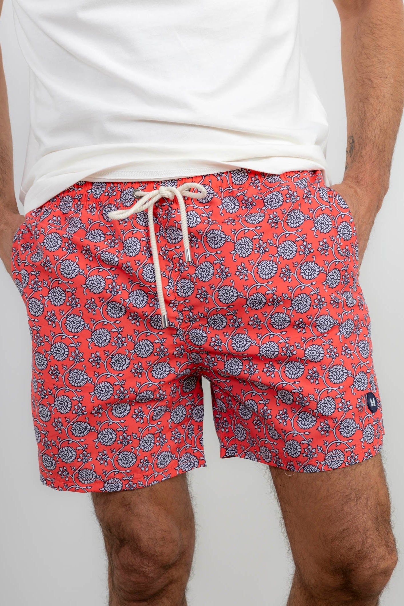 Bañador Flores Rojo