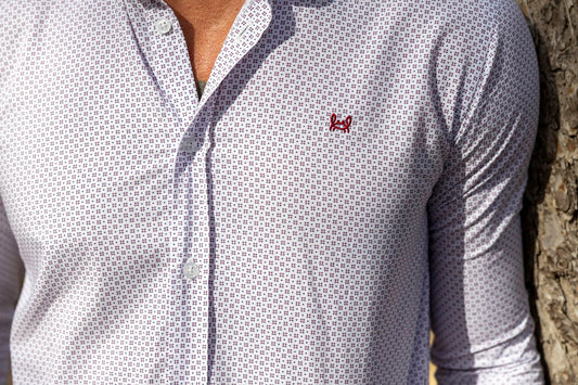 Camisa Estampada Granate | Aranjuez