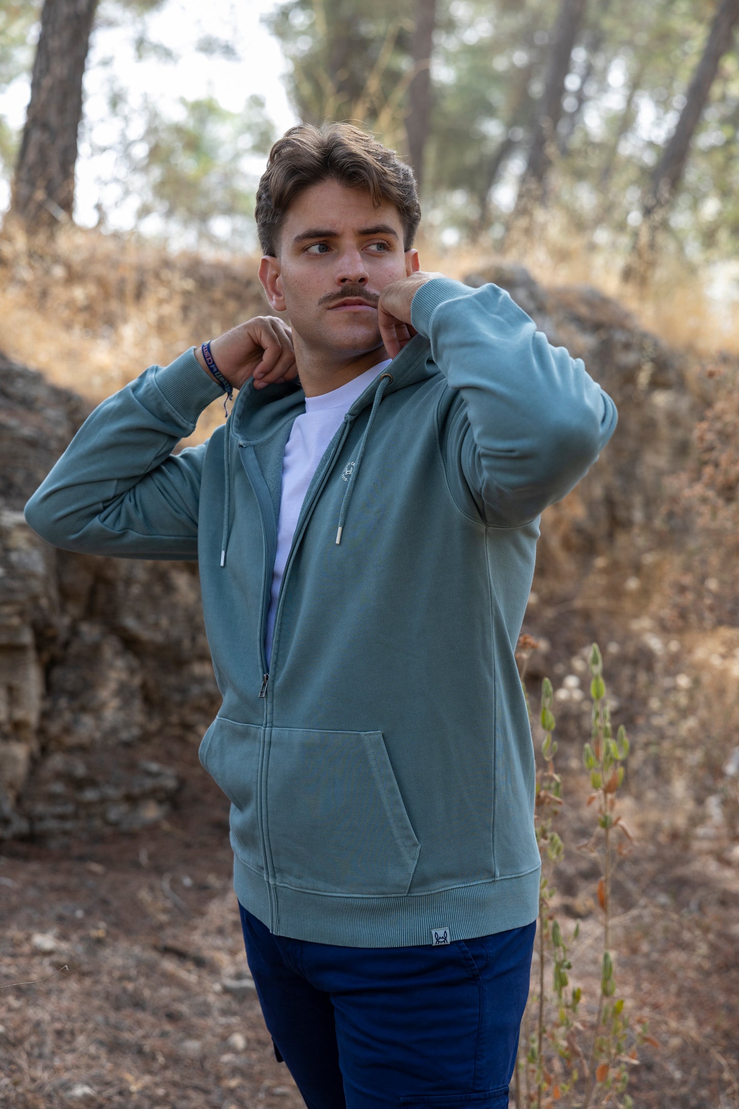 Sudadera Lavada Cremallera Verde | Florencia