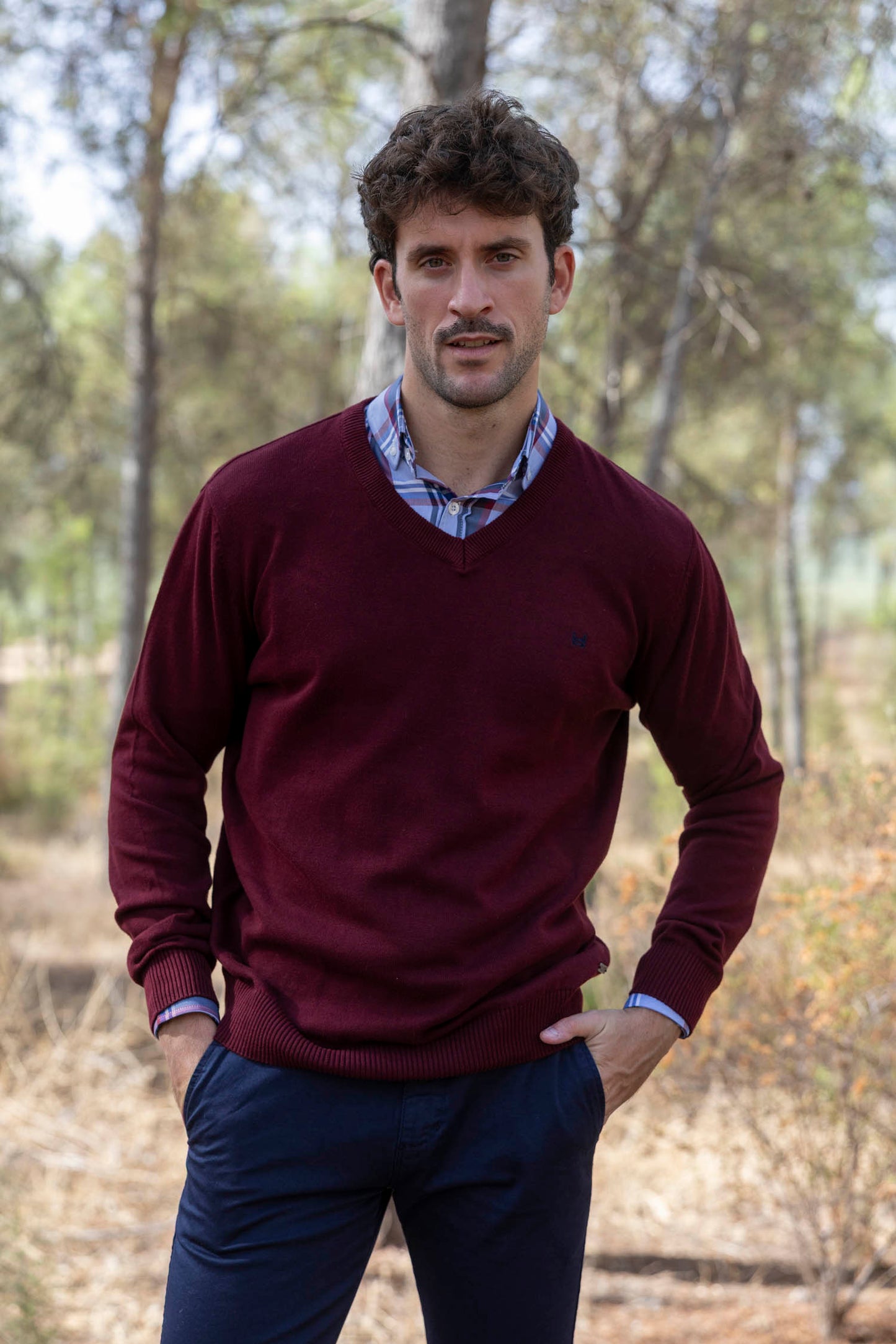 Jersey Básico Cuello Pico Vino