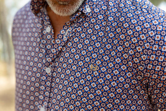 Camisa Estampada Azul Naranja | Fuenlabrada
