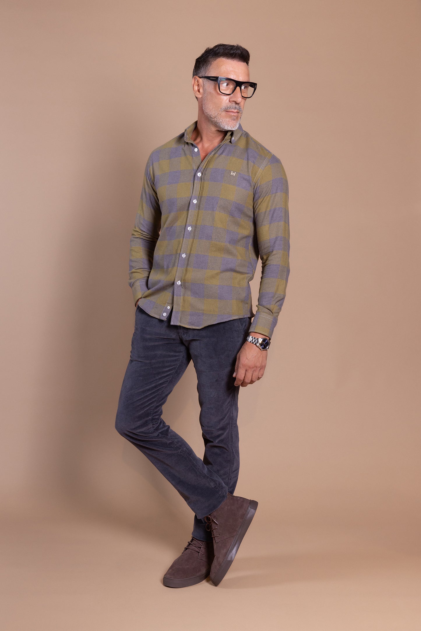 Camisa Franela Cuadro Kaki | Villares