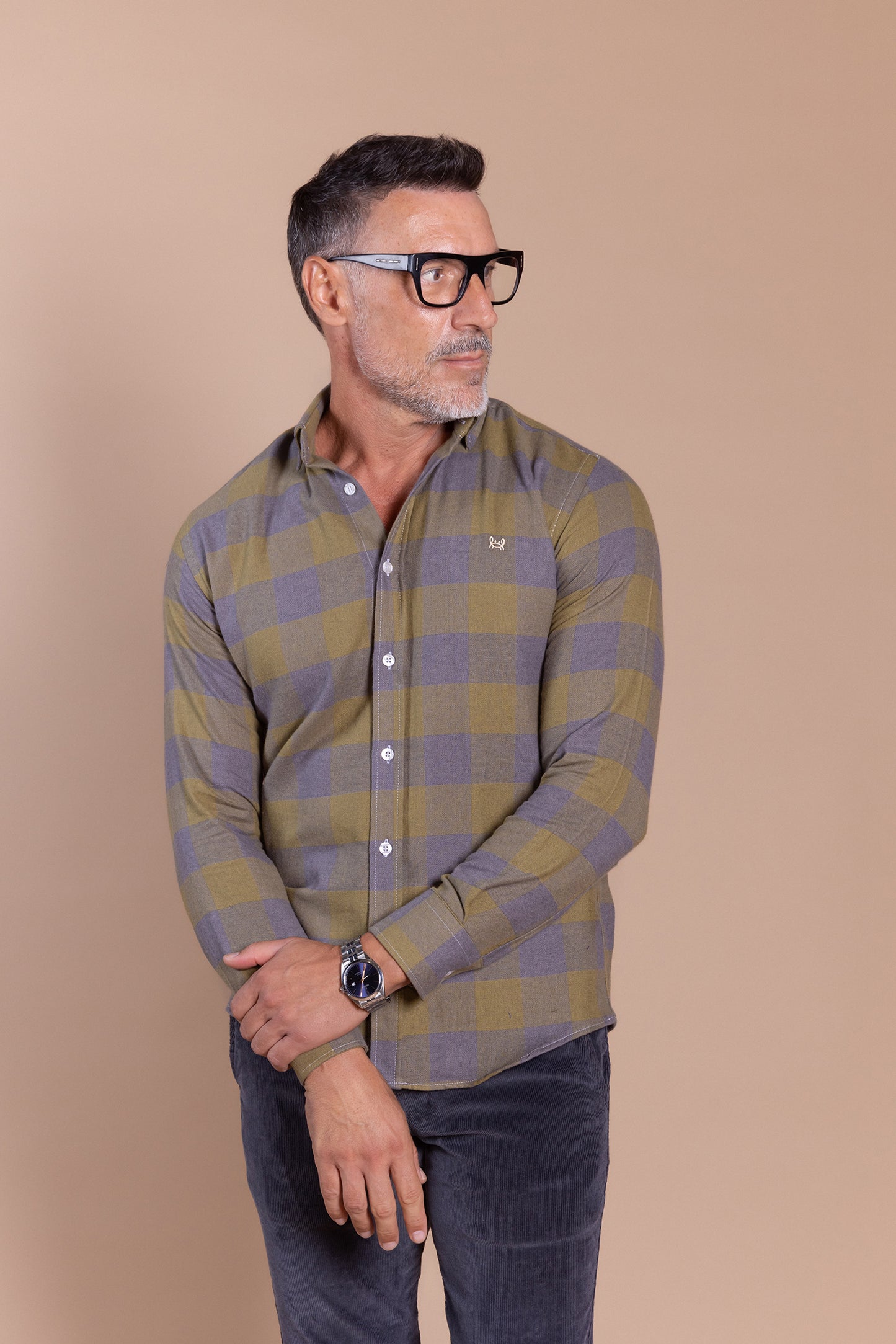 Camisa Franela Cuadro Kaki | Villares