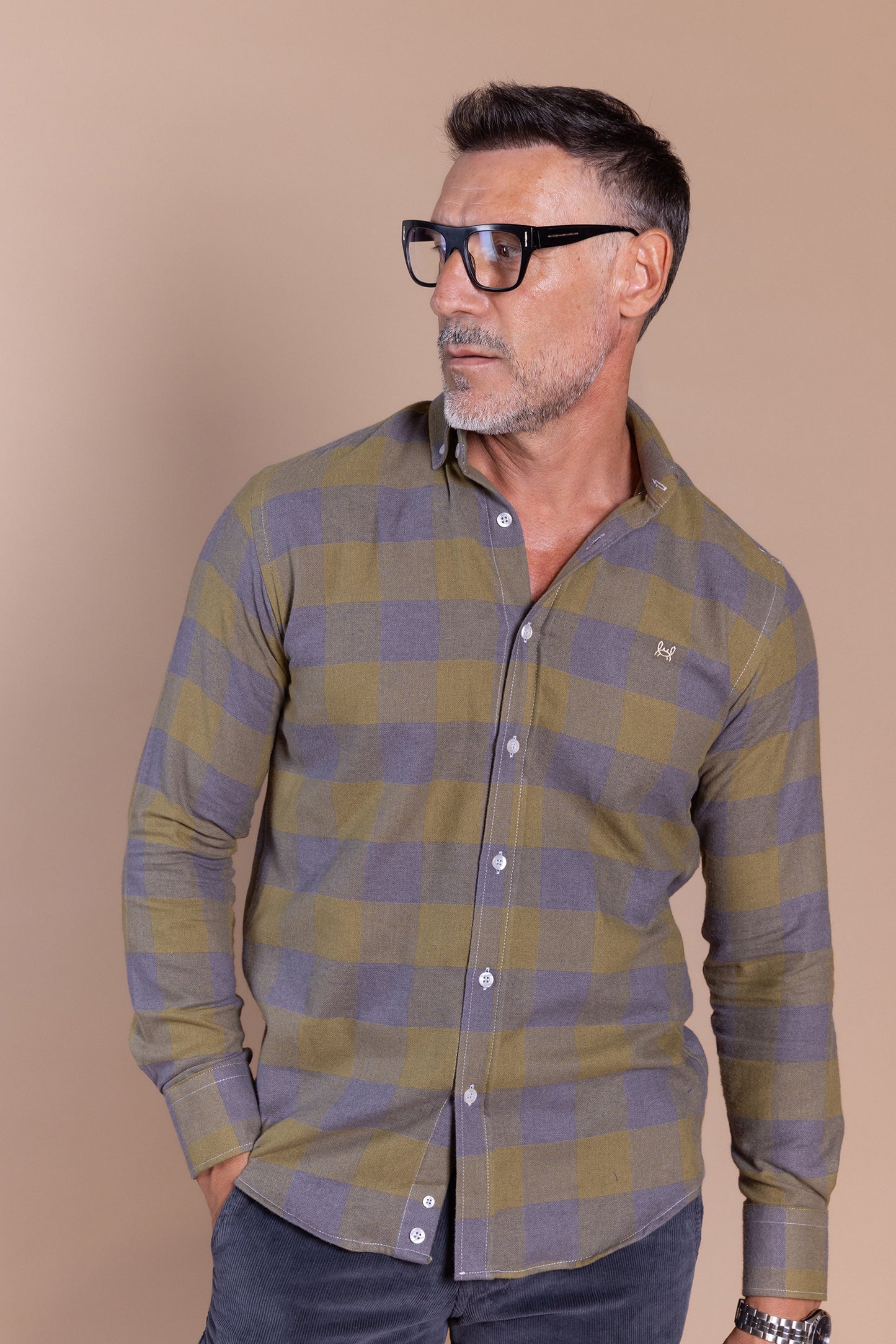 Camisa Franela Cuadro Kaki | Villares
