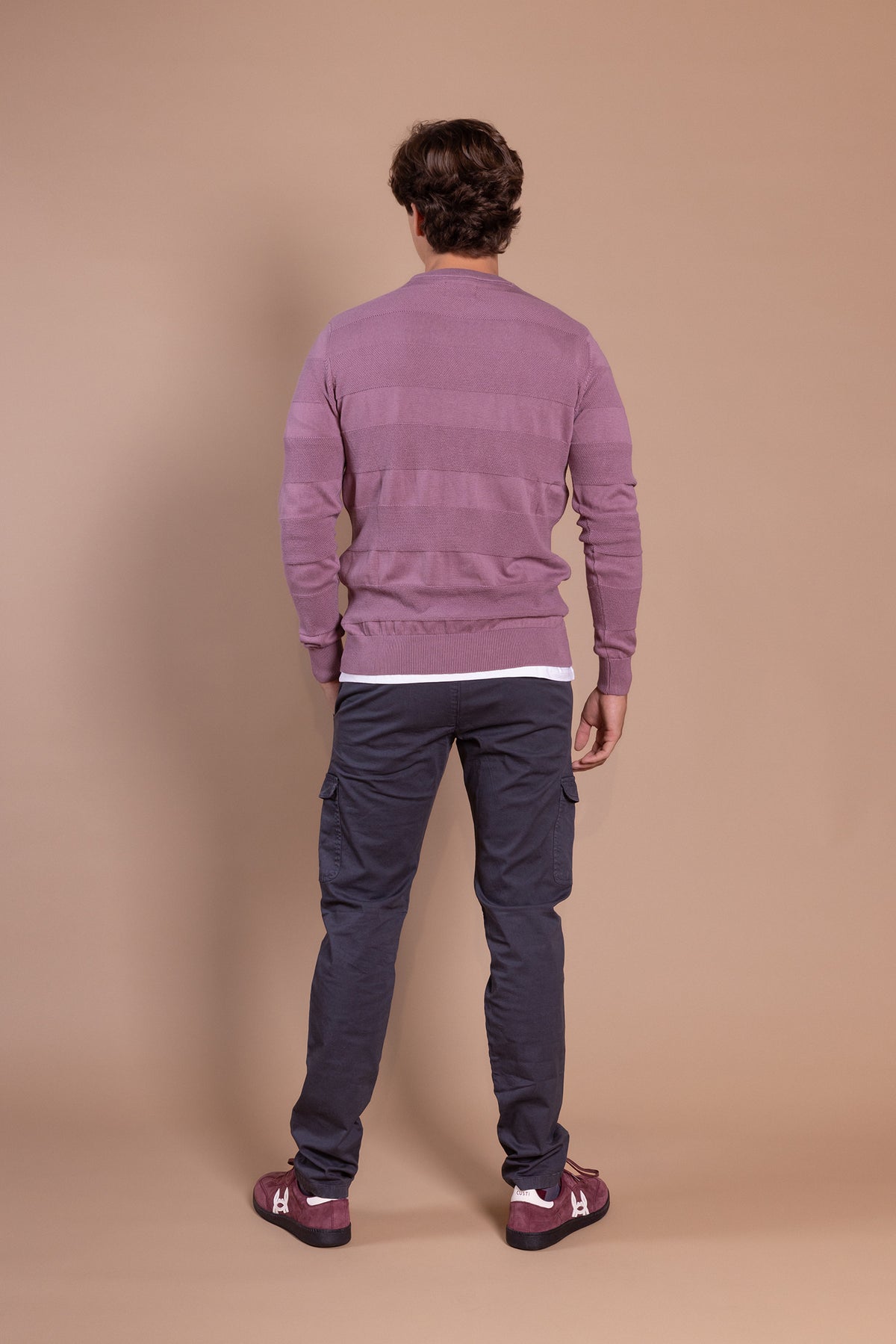 Jersey Rayas Estructura Rosa Pastel
