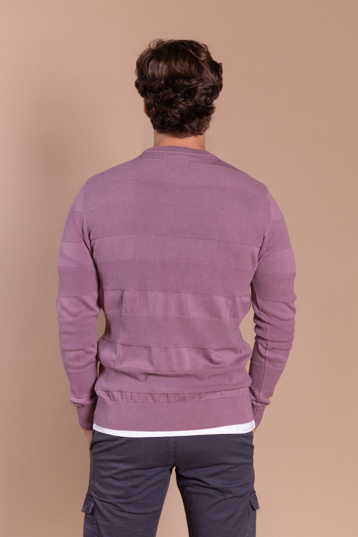 Jersey Rayas Estructura Rosa Pastel