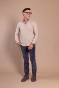 Camisa Franela Cuadro Beige | Lagunillas