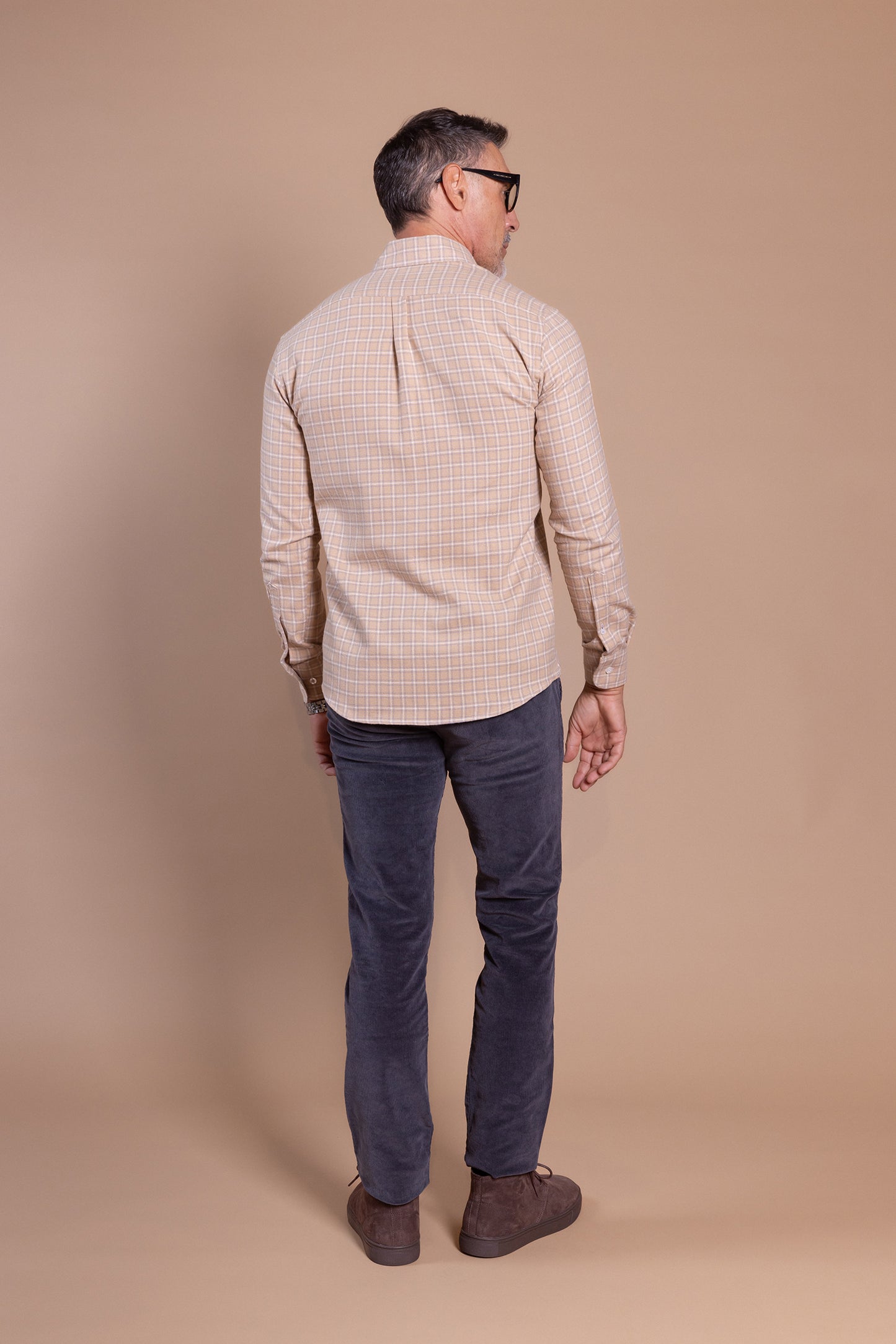 Camisa Franela Cuadro Beige | Lagunillas