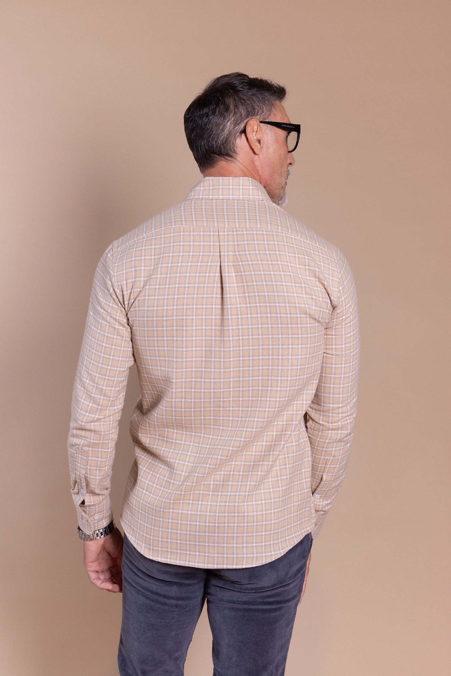 Camisa Franela Cuadro Beige | Lagunillas