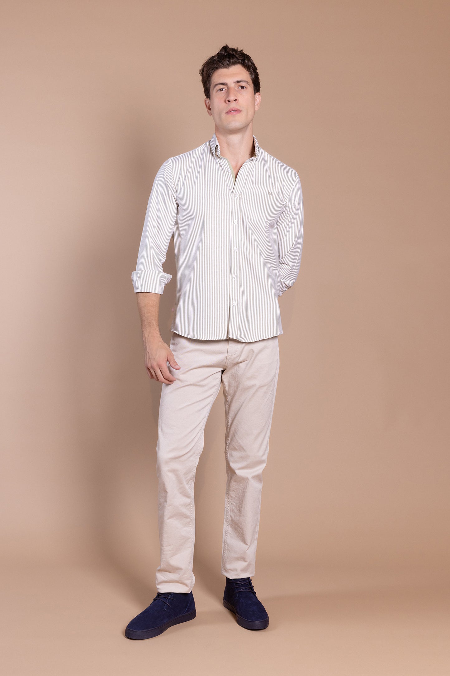 Camisa Rayas Oxford Oliva | Lucena