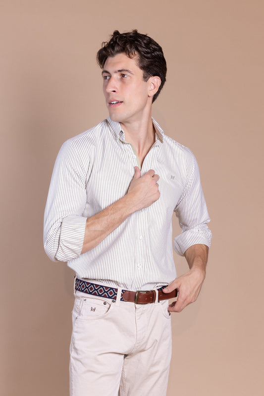 Camisa Rayas Oxford Oliva | Lucena