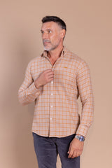 Camisa Franela Cuadro Naranja | Lagunillas