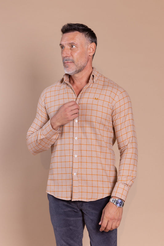 Camisa Franela Cuadro Naranja | Lagunillas