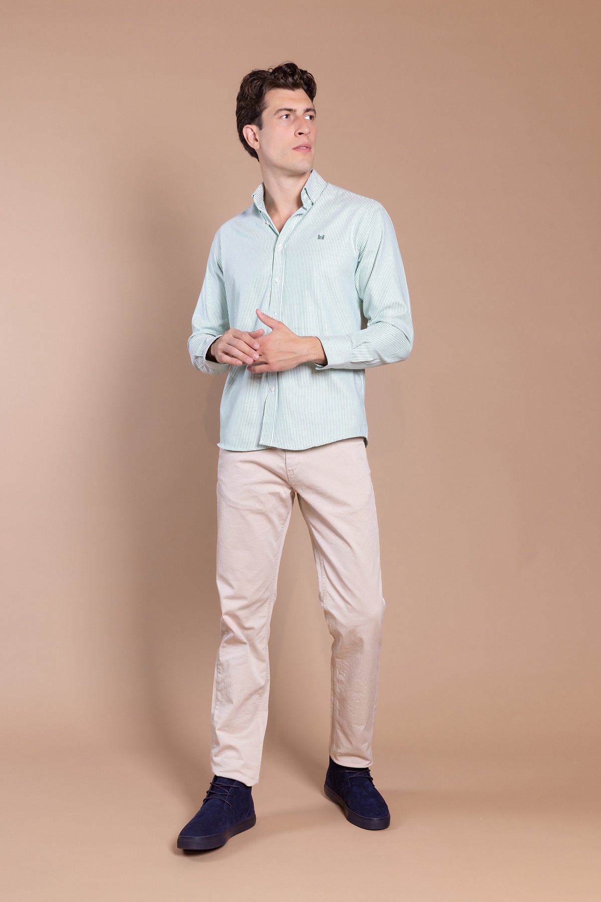 Camisa Rayas Oxford Verde | Córdoba
