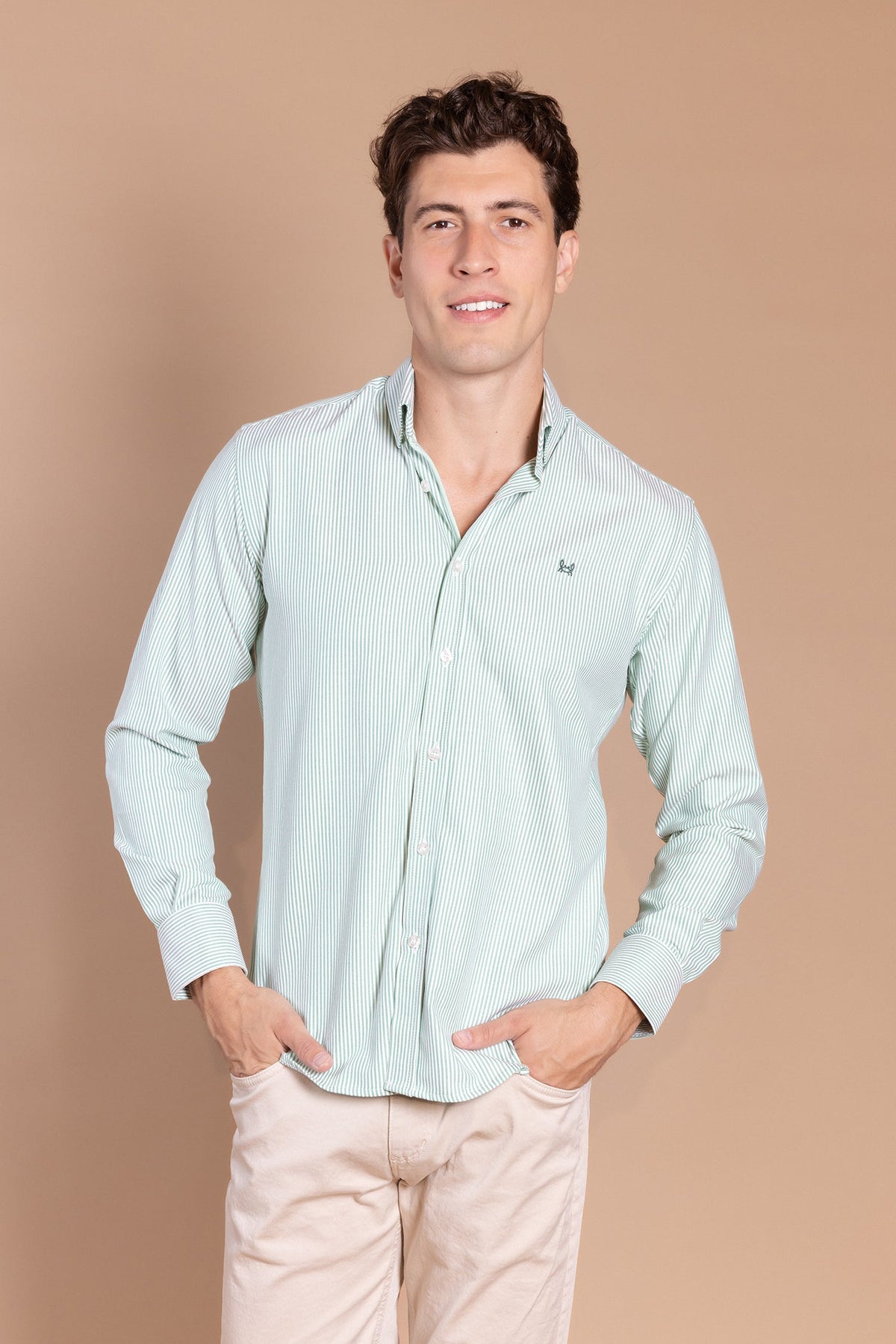 Camisa Rayas Oxford Verde | Córdoba