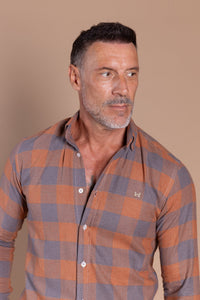 Camisa Franela Cuadro Naranja | Villares