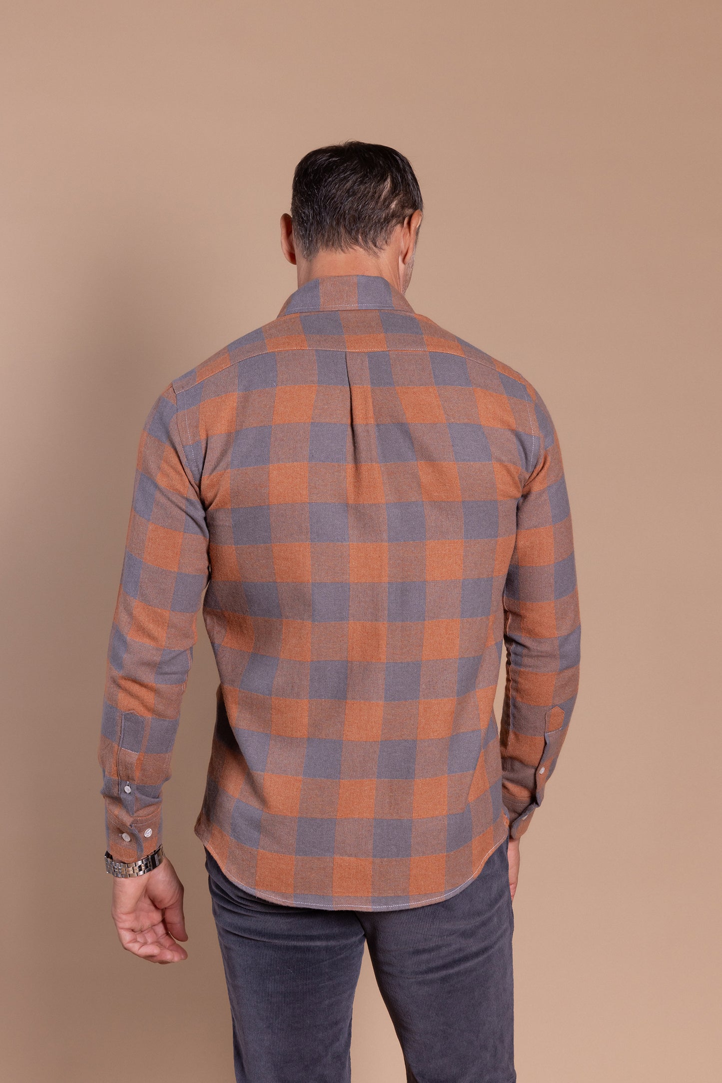 Camisa Franela Cuadro Naranja | Villares