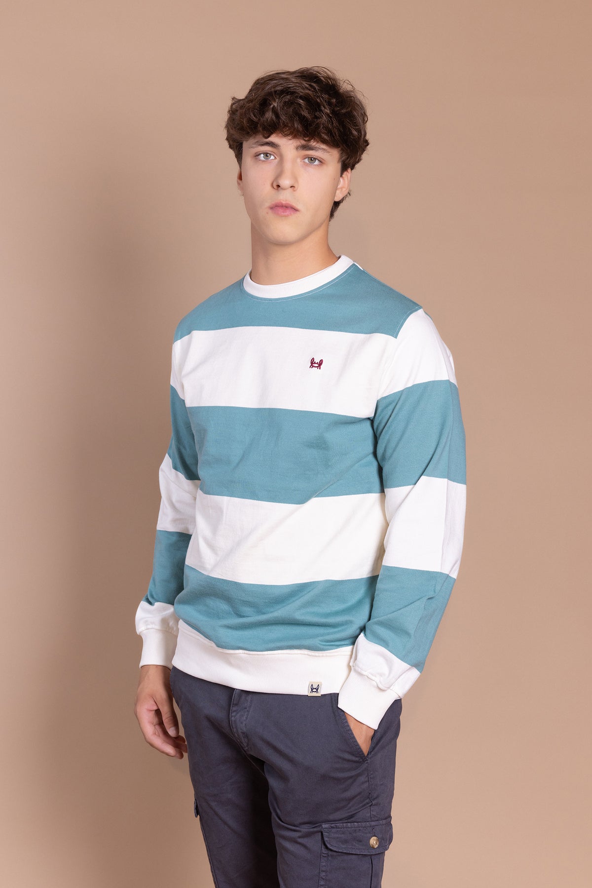 Sudadera Rayas Verde Azulado | Milán