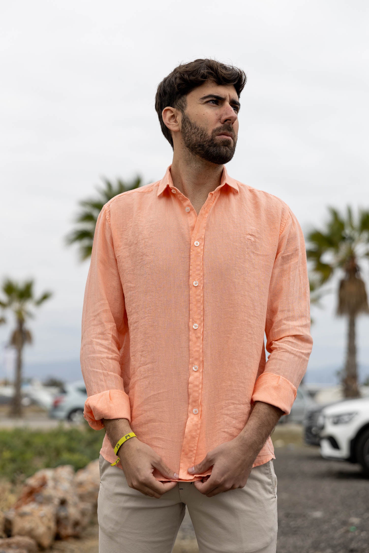 Camisa Color Salmon Hombre Button Down Color Salmon En Camisa