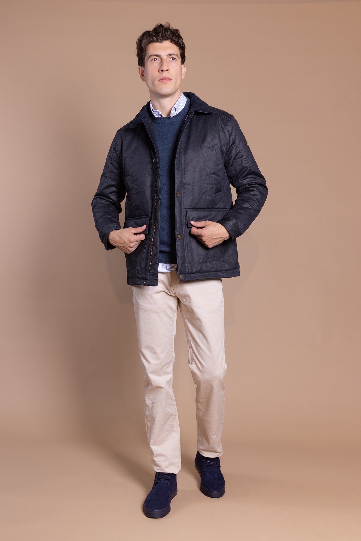 Parka Encerada Azul Marino