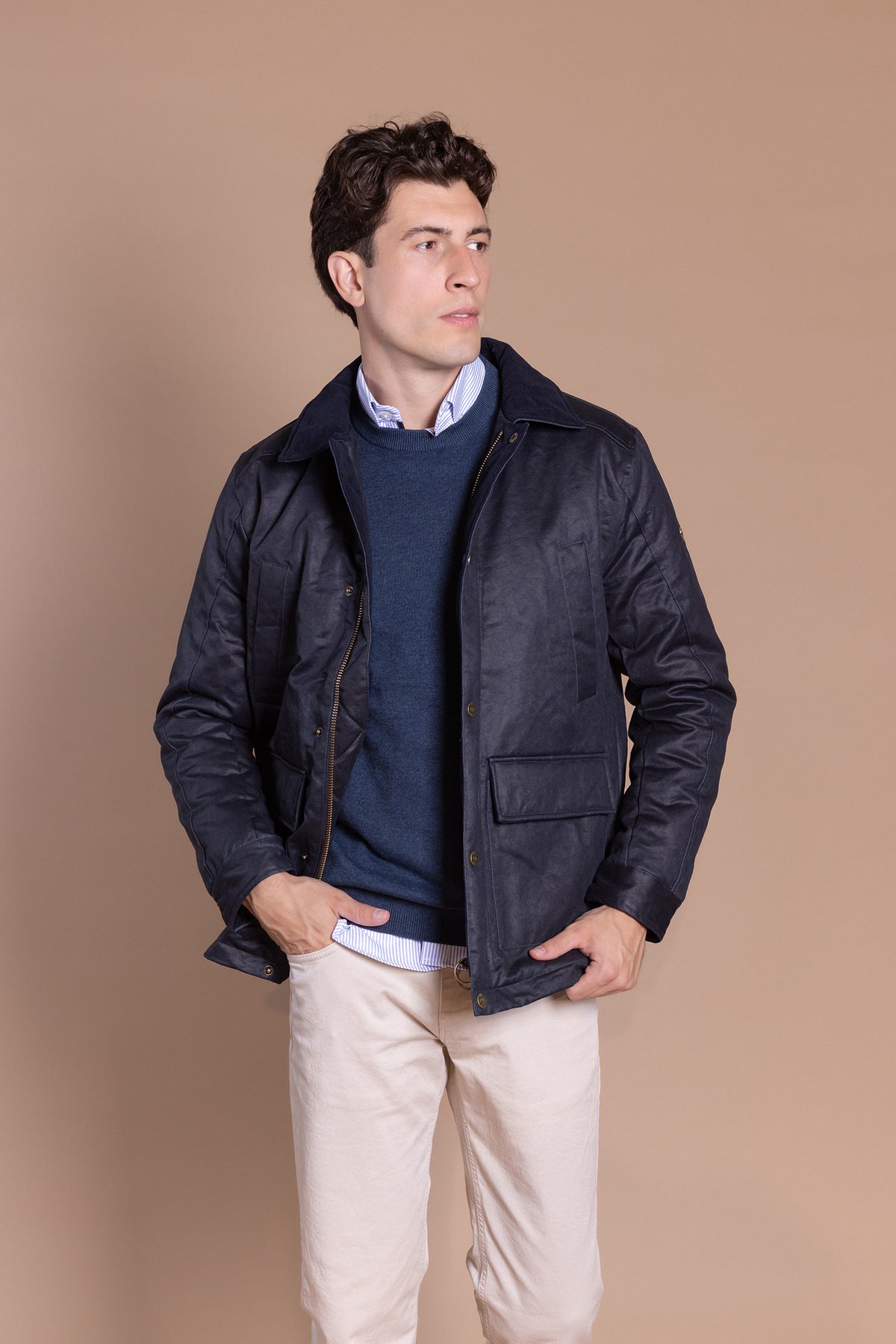 Parka Encerada Azul Marino