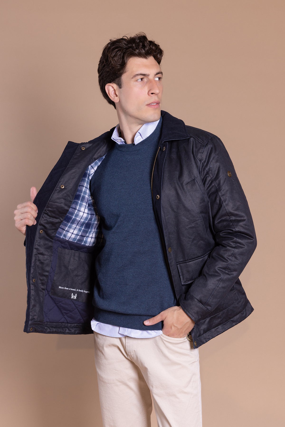 Parka Encerada Azul Marino